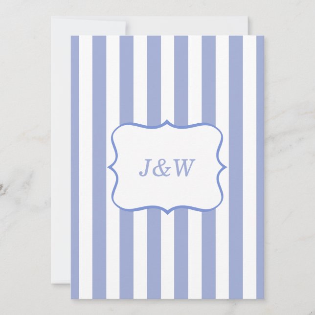 French Blue Stripes Invitation (Front)