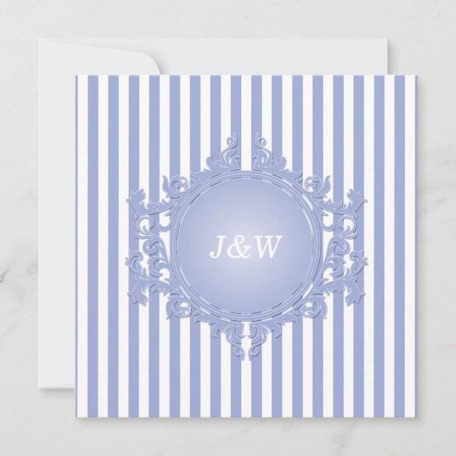 French Blue Stripes Invitation (Front)