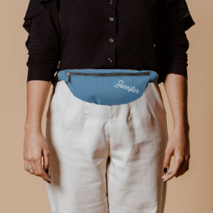 French Blue Stylized Bridesmaid Name Bum Bags