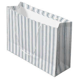 French Blue Ticking Stripe Large Gift Bag