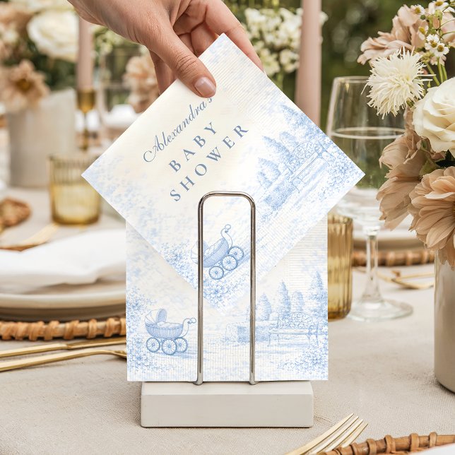French Blue Toile Baby Shower Napkin (Creator Uploaded)