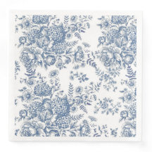 French Blue Toile Cocktail Napkins