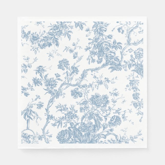 French Blue Toile de Jouy Paper Napkin (Front)