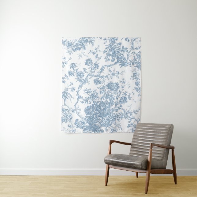 French Blue Toile de Jouy Tapestry (In Situ)
