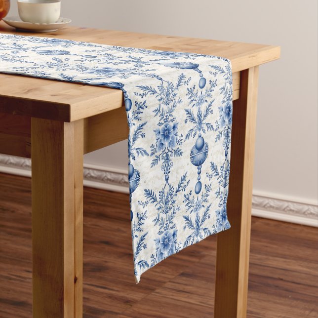 French Blue Treasures Long Table Runner (In Situ)
