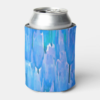 French Blue Tulips Abstract Floral Pattern Can Cooler