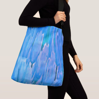French Blue Tulips Abstract Floral Pattern Crossbody Bag