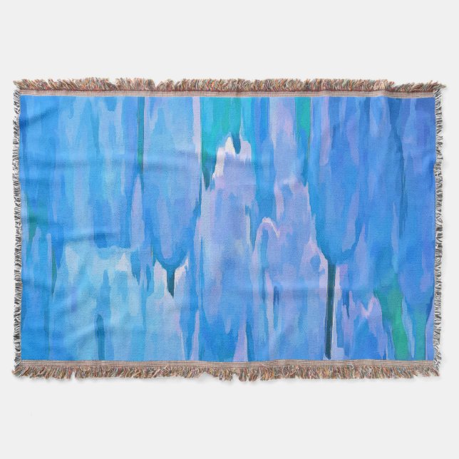 French Blue Tulips Abstract Floral Pattern Throw Blanket (Front)