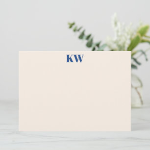 French Blue Two Initials Bold Serif Monogram Card