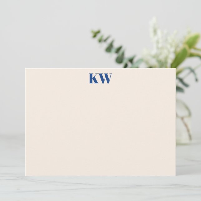 French Blue Two Initials Bold Serif Monogram  Card (Standing Front)