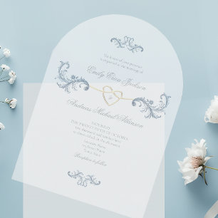 French Blue Vintage Wedding Acrylic Invitations