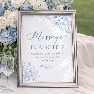 French Blue Wedding Message In A Bottle Poster
