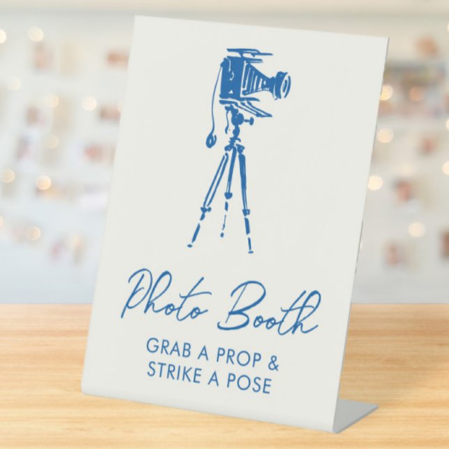 French Blue Whimsical Camera Photo Booth Pedestal Sign (Creator Uploaded)