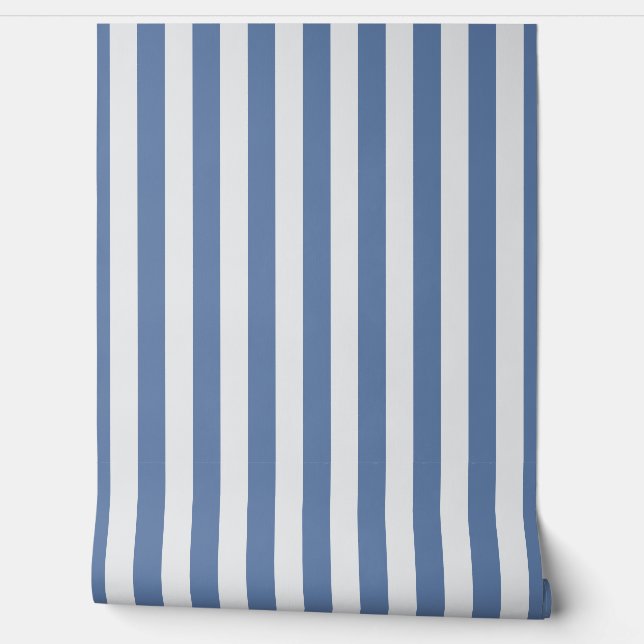 French blue white awning stripe  wallpaper (Unrolling)
