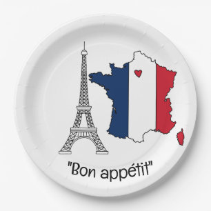 French Blue white red  Themed for Birthday Party Paper Plate