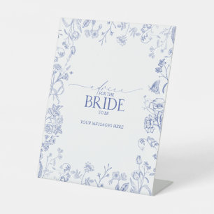 French Blue & White Shower Advice To The Bride Pedestal Sign