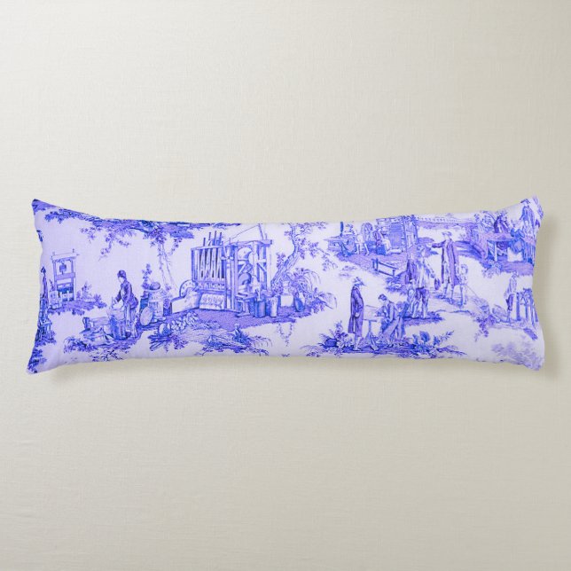 French Blue White Toile Chinoiserie Style Rustic  Body Cushion (Front)