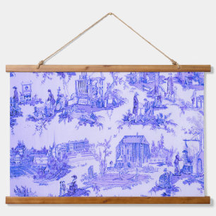 French Blue White Toile Chinoiserie Style Rustic Hanging Tapestry