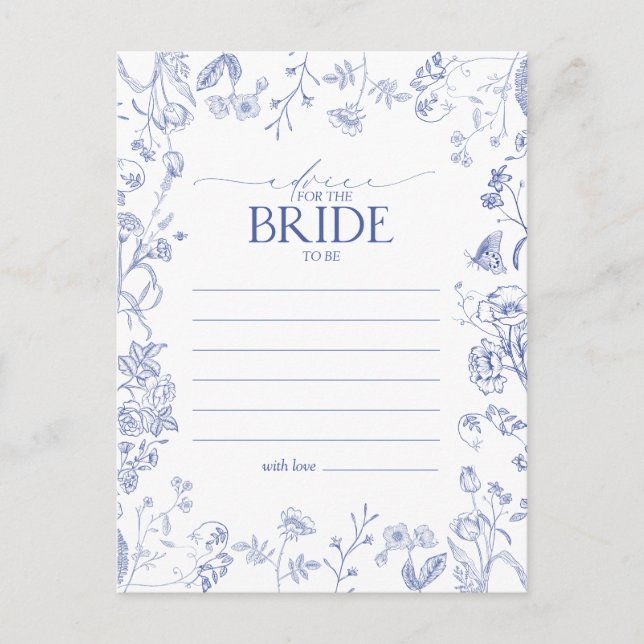 French Blue & White Victorian Advice To The Bride Postcard (Front)