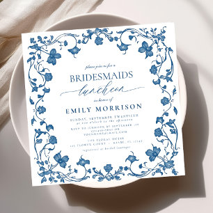 French Blue & White Victorian Bridal Luncheon Invitation