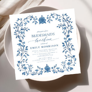 French Blue & White Victorian Bridal Luncheon Invitation