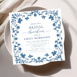 French Blue & White Victorian Bridal Luncheon Invitation