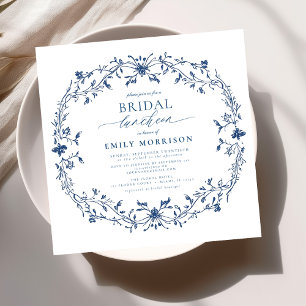 French Blue & White Victorian Bridal Luncheon Invitation