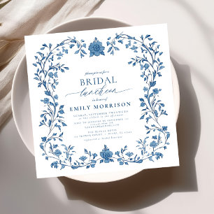 French Blue & White Victorian Bridal Luncheon Invitation