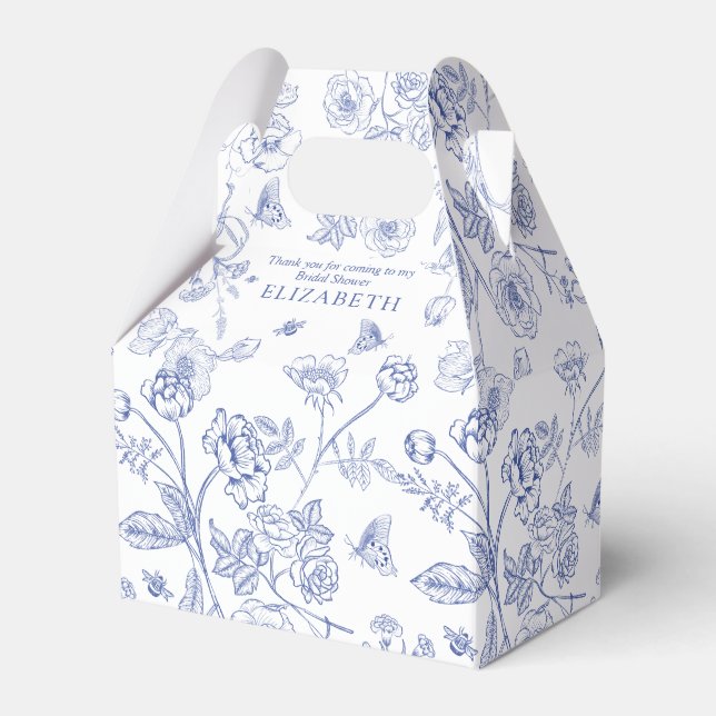 French Blue & White Victorian Bridal Shower Favour Box (Front Side)