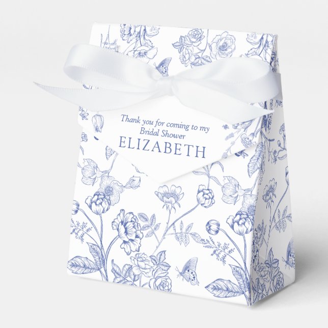 French Blue & White Victorian Bridal Shower Favour Box (Front Side)