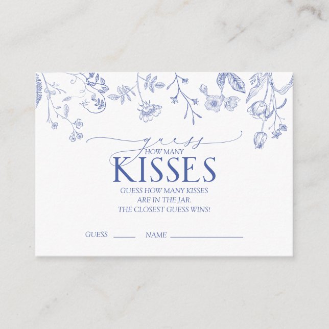 French Blue & White Victorian Bridal Shower Game Enclosure Card (Front)