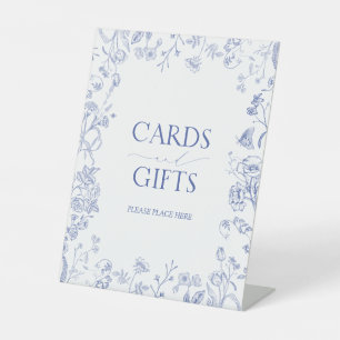 French Blue & White Victorian Bridal Shower Gift Pedestal Sign