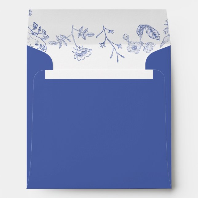 French Blue & White Victorian Floral Bridal Shower Envelope (Back (Bottom))