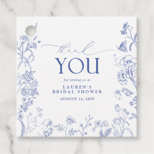 French Blue & White Victorian Floral Bridal Shower Favour Tags