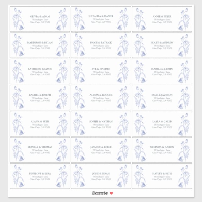 French Blue & White Victorian Floral Guest Address (Sheet)