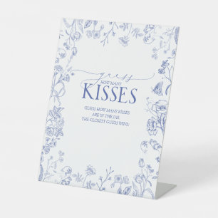 French Blue & White Victorian How Many Kisses Pedestal Sign