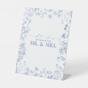 French Blue & White Victorian Shower Date Ideas Pedestal Sign