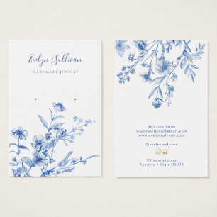 French blue wildflowers earring display card