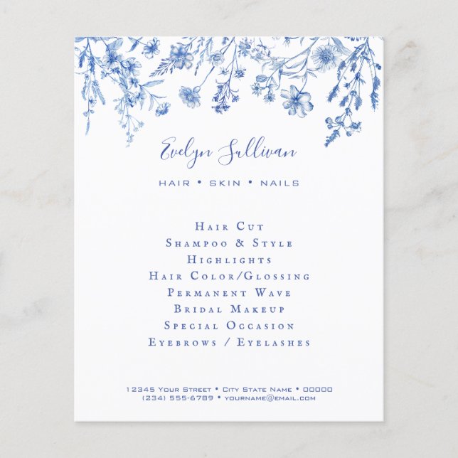 French blue wildflowers flyer (Front)