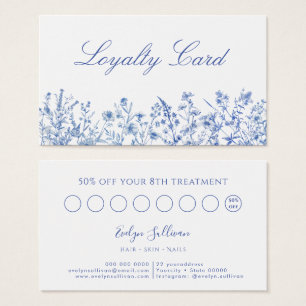 French blue wildflowers loyalty card