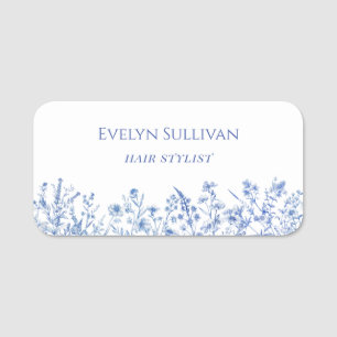 French blue wildflowers name tag