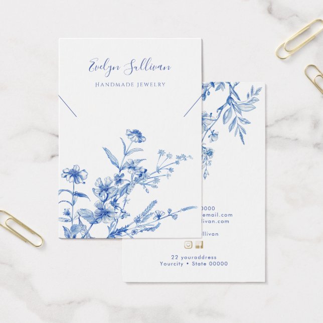 French blue wildflowers necklace display card (Office)