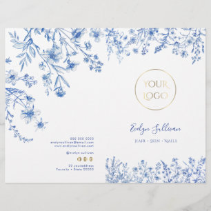 French blue wildflowers service menu brochure