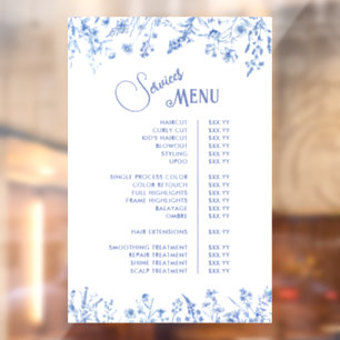 French Blue Wildflowers Services Menu Window Cling