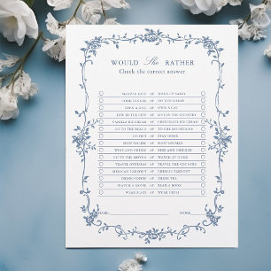 French Blue 'Would She Rather' Bridal Shower Game