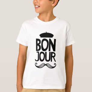 French Bonjour Moustache T-Shirt
