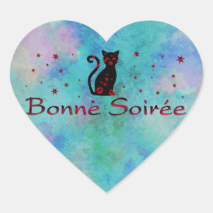 French:Bonne Soiree Heart Sticker
