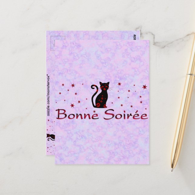 French:Bonne Soiree Postcard (Front/Back In Situ)