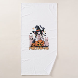 French Boo Dog Cute Frenchie Halloween Ghost Dog T Bath Towel