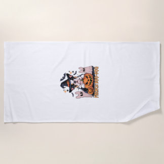 French Boo Dog Cute Frenchie Halloween Ghost Dog T Beach Towel